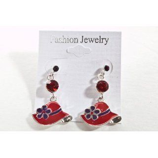 New Years Special /// Red Hat Lady Society / Earrings / Cloisonne