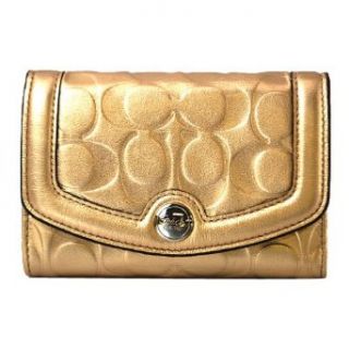 COACH 46531Gallery Embossed Leather Gold Compact Clutch