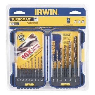 Irwin 318015 Drill Bit Set, HSS, 1/16 3/8 In, 15 Pc