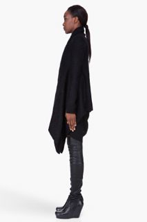 Rick Owens Black Mohair Oblique Coat for women