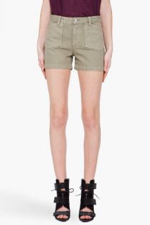 A.P.C. Khaki Green Work Shorts for women