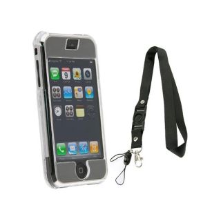 Eforcity Snap on Crystal Case Black Phone Strap for iPhone 1st Gen