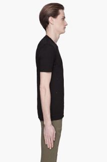 Neil Barrett Black Perforated Double Collar T shirt for men