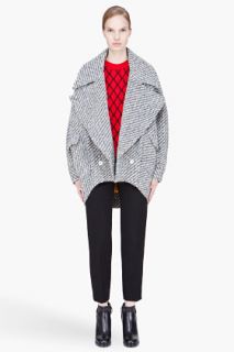 Kenzo Grey Oversize Knit Wool Coat for women