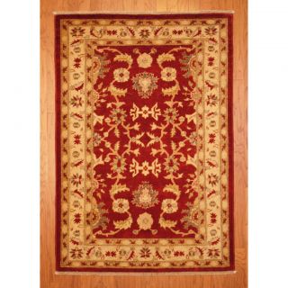 Afghan Hand knotted Vegetable Dye Red/ Ivory Wool Rug (41 x 6