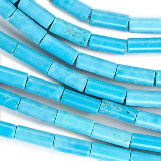 Blue Turquoise Gem Tube Beads 12mm Stabilized /15.5 Inch