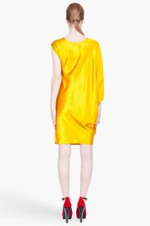 Lanvin Gold Draped Asymmetric Dress for women