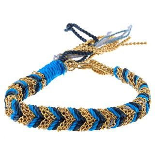 Helene Gold Overlay and Blue plated Braided Friendship Bracelet
