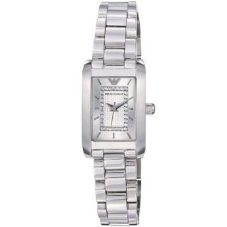 Emporio Armani Womens Classic Silver Diamond Dial Quartz Watch Was
