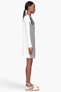 See by Chloé Cream Striped Boatneck T shirt Dress for women