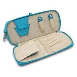 Morelle Rachel Turquoise Leather Cosmetic/ Jewelry Case
