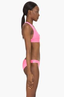 Herve Leger Neon Pink Triangle Bikini for women