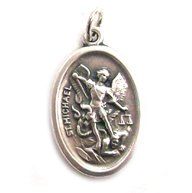 Saint Michael   Guardian Angel Two sided Oxidized Medal