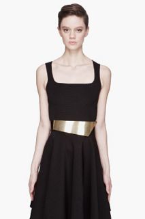 Saint Laurent Black And Gold Asymmetric Belt for women