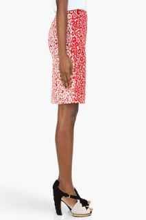 Preen Red Leopard Print Aurora Pencil Skirt for women