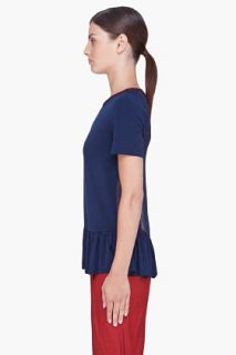 Opening Ceremony Navy Dropped Ruffle T shirt for women