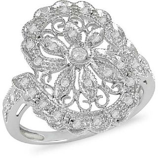 14k White Gold 1/4ct Diamond Flower Ring