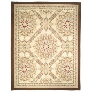 Hand knotted French Aubusson Ivory Wool Rug (4 x 6)
