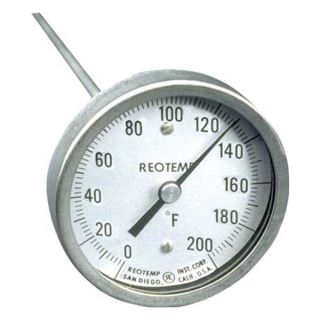 Reotemp A36PF 0 200 F Bimetal Thermom, 3 In Dial, 0 to 200F