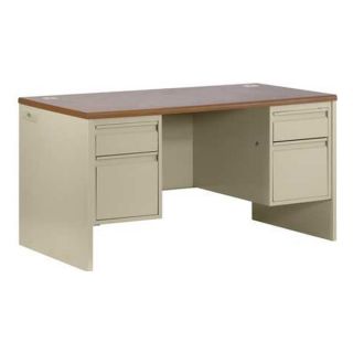 Mbi DP38 6030OP Desk, Double Pedestal, Medium Oak, Putty