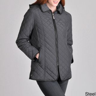 Nuage Womens Geneva Quilted Jacket with Front Zip and Removable Hood