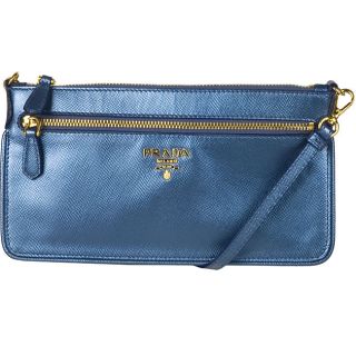 Prada Saffino Metallic Blue Mini Messenger Bag