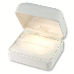 Lighted White Leatherette Ring Box Jewelry