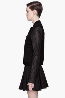T By Alexander Wang Black Leather Sleeve Denim Jacket for women