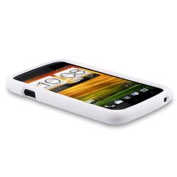 White Rubber Case/ Screen Protector/ Wrap for HTC One X