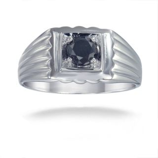 Sterling Silver 3/4ct TDW Mens Black Diamond Ring