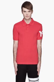 Y 3 Scarlet Red Logo printed Polo for men
