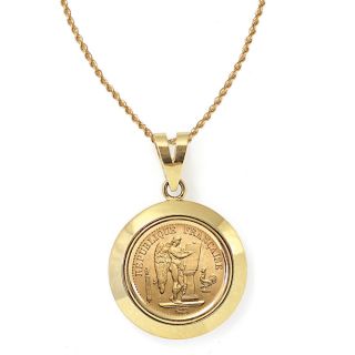 14k Gold French 20 Franc Lucky Angel Gold Piece Coin Dome Bezel