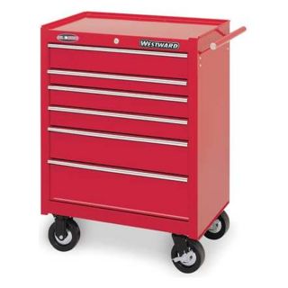 Westward 1RC75 Rolling Cabinet, 26 1/2 W, 6 Drawer, Red