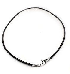 3mm Sterling Silver 18 Inch Black Rubber Cord Necklace