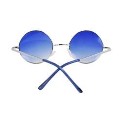Retro Round Sunglasses Silver Blue Frame and Blue Gradient Lenses for