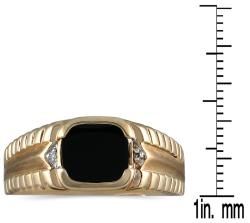 Mens 10k Yellow Gold Onyx and Diamond Accent Ring