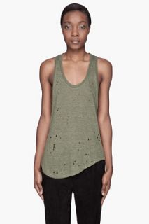 Iro Khaki Green Linen Doris Debardeur Tank Top for women