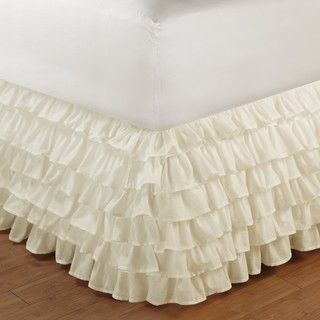 Ivory King size Multi ruffle 15 inch Drop Bedskirt