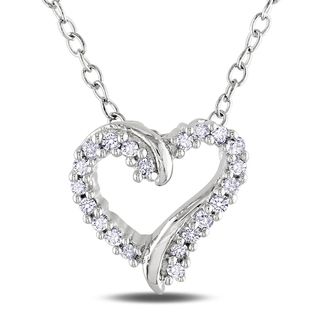 Miadora Sterling Silver 1/10ct TDW Diamond Heart Necklace