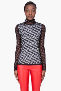 Diane Von Furstenberg Black Sun Fan Lace Blouse for women