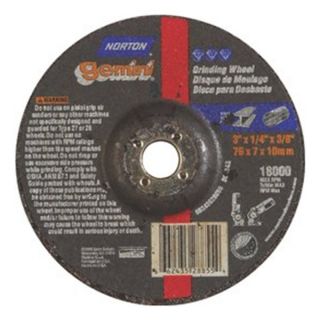 0822599 3 x 1/4 x 3/8 Type 27 Gemini Aluminum Oxide Grinding Wheel