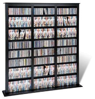 Prepac Black Triple Barrister Media (DVD,CD,Games) Storage