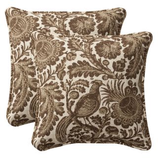 Pillow Perfect Outdoor Brown/ Beige Floral Toss Pillows (Set of 2