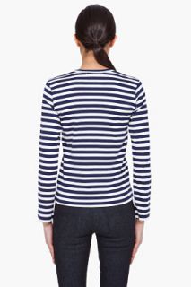 Comme Des Garçons Play  Navy Striped T shirt for women