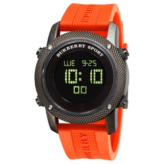 Burberry Mens Sport Digital Orange Rubber Strap Watch