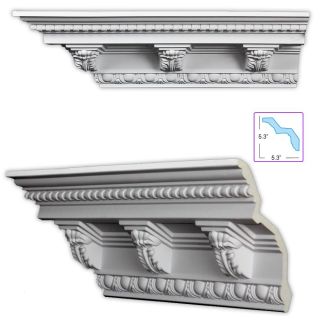 Baroque style 7.5 inch Crown Molding w/ Acanthus Medillions (8 pack
