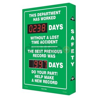 Accuform Signs SCA238 Safety Record Signs, 29 x 20In, AL, ENG