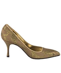 Dolce & Gabbana Gold Fabric Brocade Pumps