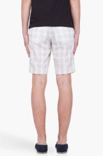 J. Lindeberg Beige & Grey Plaid Shawn Shorts for men