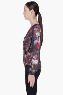Haute Hippie Floral Silk Draped Front Blouse for women